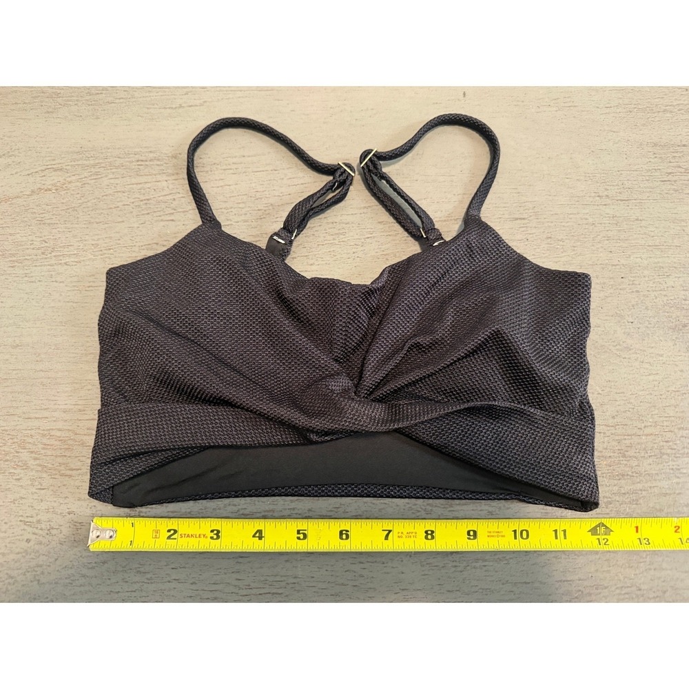 Aerie Real Good Scoop Neck Bikini Top Black Twist Front Textured Pique Medium